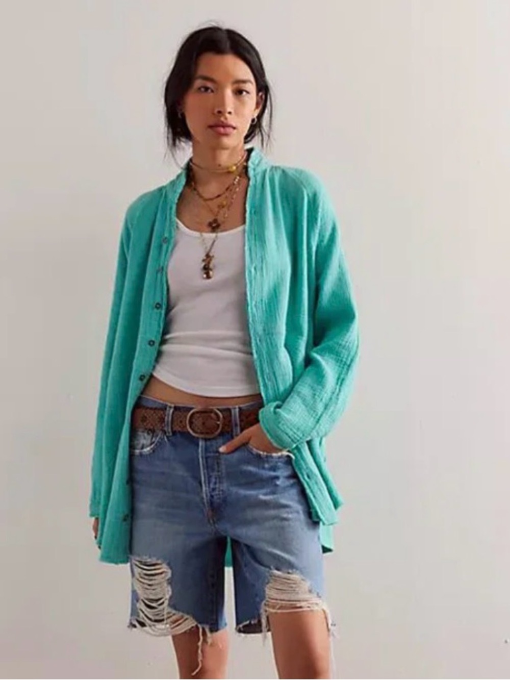 Free People We The Free Summer Daydream Buttondown, Small